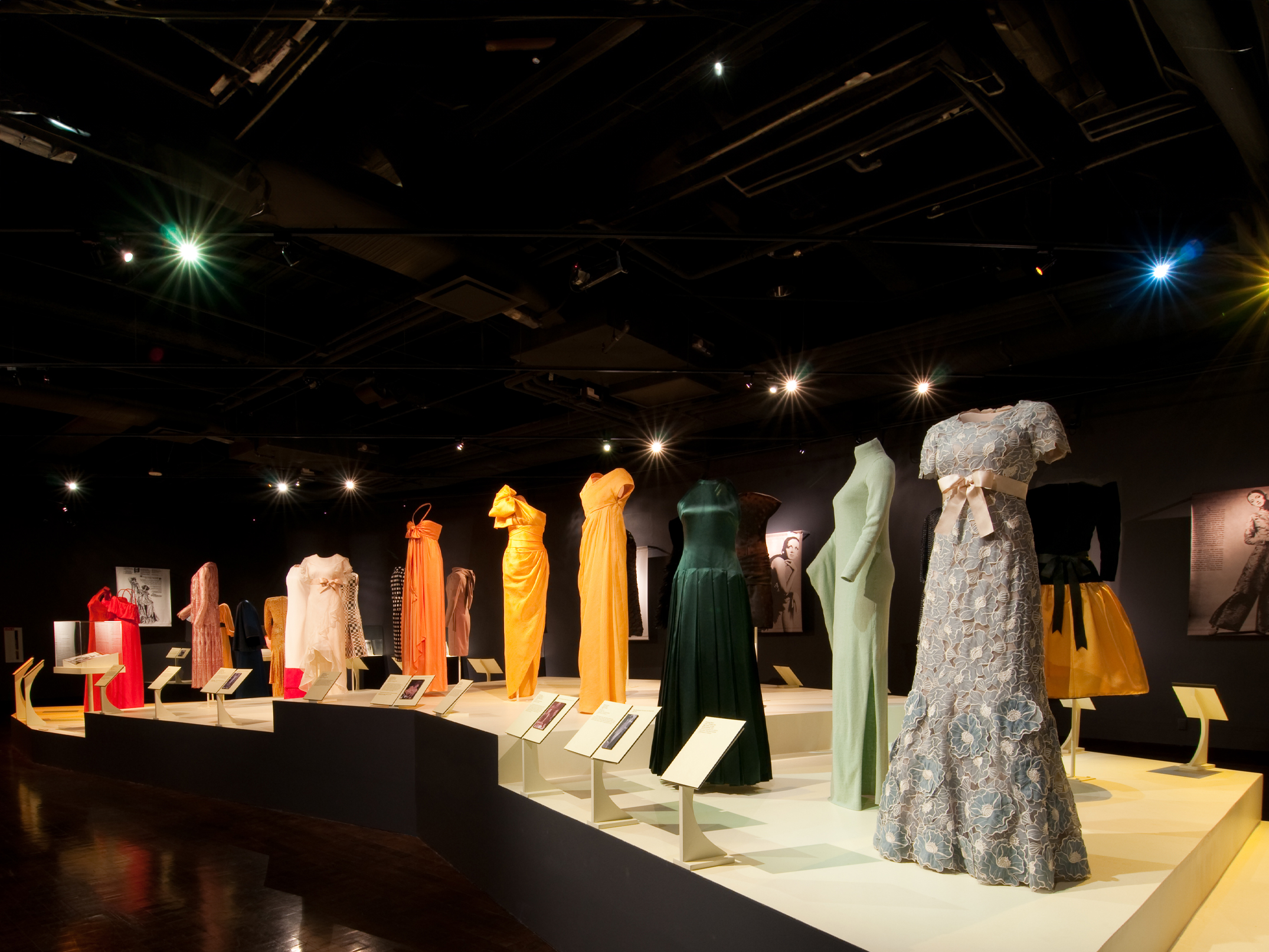high style dresses on display