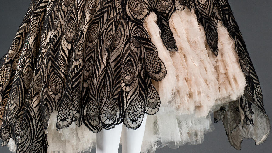 close up of mcqueen peacock dress