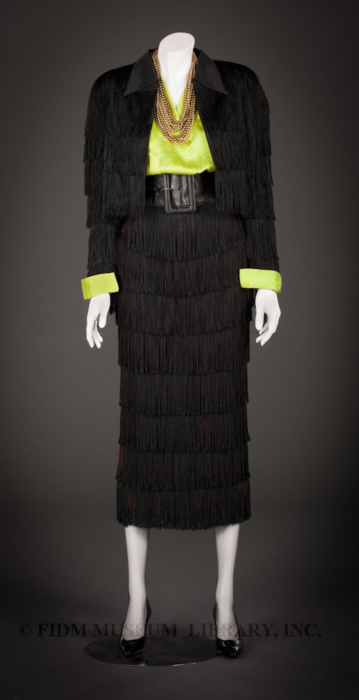 Norma Kamali fringe suit, 1986 - FIDM Museum
