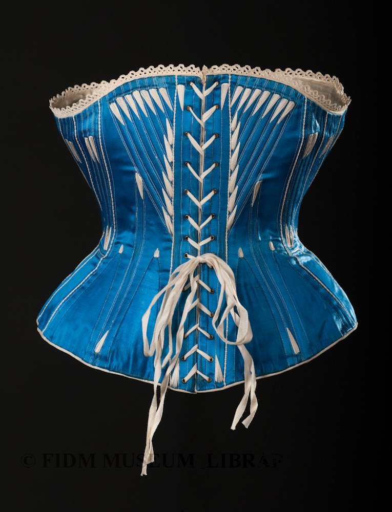 Bohemian blue Edwardian tightlacing corset MF1347
